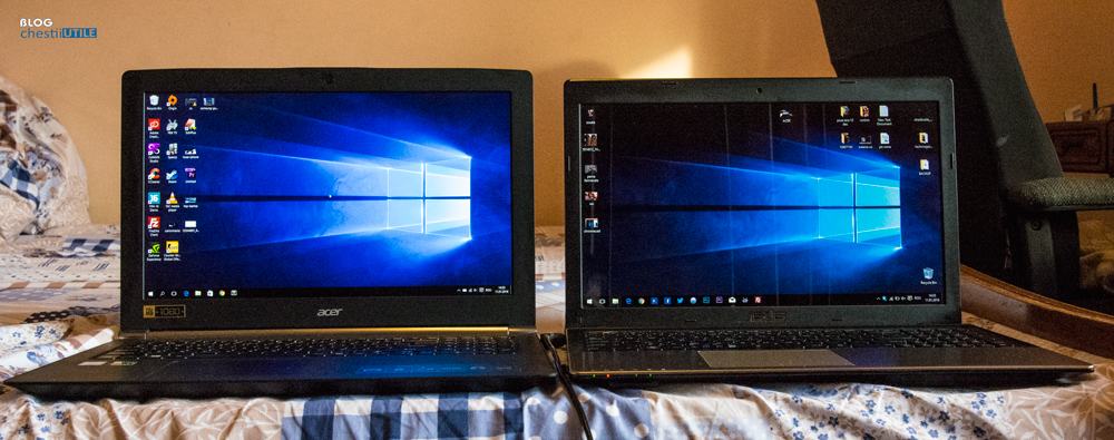 2 laptopuri cu două display-uri diferite
